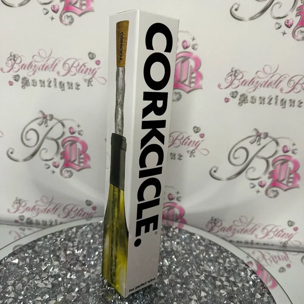 Corkcicle wine cooler chiller stick ice 🧊 cold 🥶 clear and tan cork top BNWT